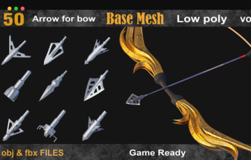 模型资产 – 50种箭头基础模型 50 Arrow for bow basemesh