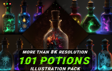 101 种药水插画参考照片 101 Potions Illustration Pack (More Than 8K Resolution)