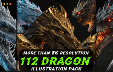 112 张龙插画参考图片 112 Dragon Illustration Pack (More Than 8K Resolution)