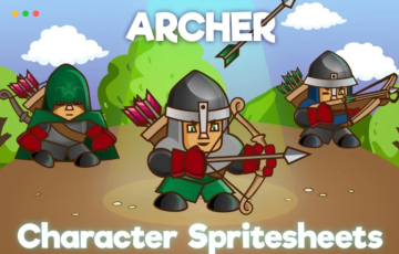 2D 游戏弓箭手角色精灵 2D GAME ARCHER CHARACTER SPRITE