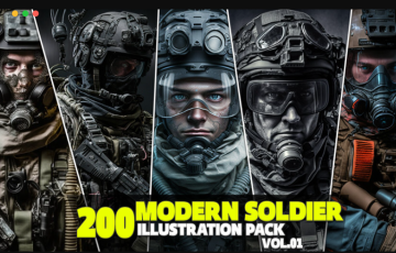 200 张现代士兵装备设计插画参考照片 200 Modern Soldier Illustration Pack Vol.01