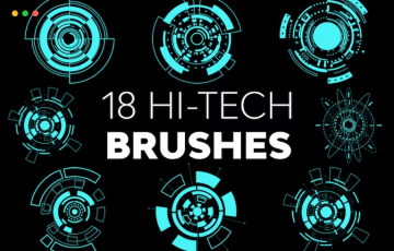 PS笔刷 – 18个高科技笔刷 Hi-Tech Brushes