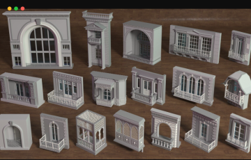 模型资产 – 18种模块化建筑模型6 Building Facade Collection