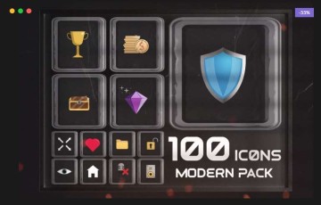 Unity – 100个现代化风格游戏图标 100 Modern Icons Pack