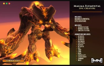 Unity – 岩浆元素史诗生物 Magma Elemental Epic Creature