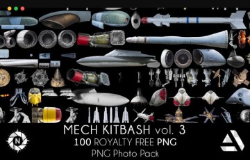太空飞船卫星照片剪影 PNG Photo Pack: Mech Kitbash volume 3