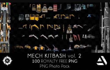 建筑工地车辆照片剪影 PNG Photo Pack: Mech Kitbash volume 2