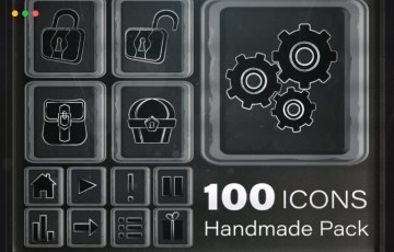 Unity – 100 个手工图标包 100 Handmade Icons Pack