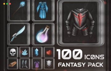 Unity – 100 个幻想图标包 100 Fantasy Icons Pack
