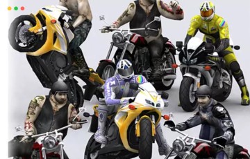 Unity – 摩托车动画 Motorbikes Package animated