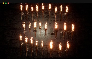 【UE4/5】火把资产包 Ultimate Torches package / 50 Variations