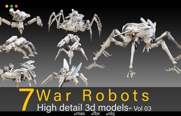 模型资产 – 7 组战争机器人模型 War Robots-Vol 03- High detail 3d models
