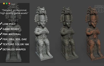 模型资产 – 玛雅神像雕像 Mayan Inca Aztec Statue