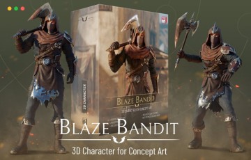 模型资产 – 概念艺术的 3D 角色 Blaze Bandit – 3D Character for Concept Art