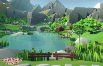 Unity – 风格化高山林地​​环境 Lowpoly Style Alpine Woodlands Environment