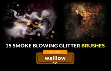 PS笔刷 – 15 组烟雾散景数字笔刷 Smoke glitter bokeh photoshop digital brushes