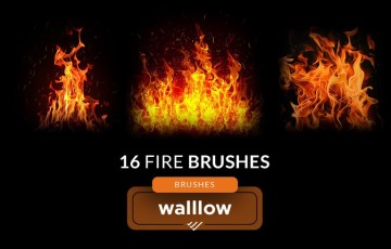 PS笔刷 – 16 组火焰效果笔刷 Fire and flame photoshop brushes realistic brushes