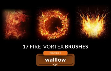 PS笔刷 – 17 组火焰数字画笔 Fire Vortex and flames photoshop digital brushes