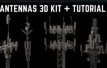 模型资产 – 卫星天线3D模型 +教程  Antennas Kit