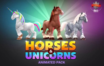 Unity – 独角兽动画包 Horses & unicorns animated pack