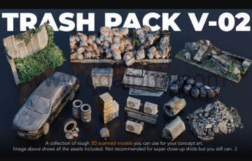 模型资产 – 3D 扫描 Kitbash 资产 Trash Pack V02
