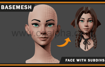 风格化头部模型 Stylized Female Head Basemesh + Accessories