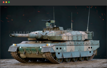 模型资产 – 写实坦克3D模型 Rigged Type 10 GameReady LODs 3D model