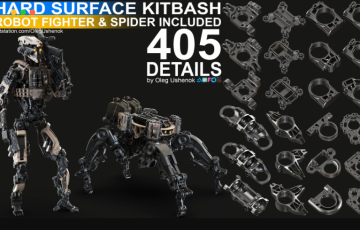 405 种科幻硬表面细节模型 Sci-Fi Hard Surface KITBASH 405 DETAILS + ROBOTS