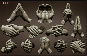 模型资产 – 12个男性手势 12 Male hand poses