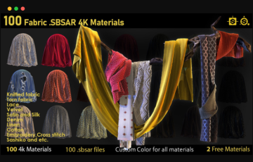 100 种织物材质自定义颜色 100 Fabric Materials-sbsar-4k-custom colors
