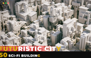 模型资产 – 50 组科幻建筑未来城市 50 SCI-FI BUILDING FUTURISTIC CITY 04