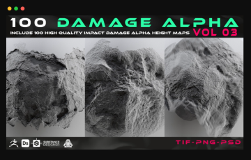 100 种高质量的破损贴图 100 Damage Alpha vol 03