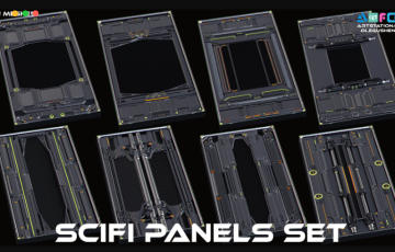 模型资产 – 风格化科幻面板模型 SciFi Panels set