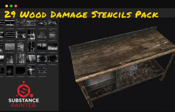 29 种破损木纹模板包 29 Wood Damage Stencils Pack