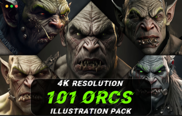 100 张兽人插画参考照片 101 Orcs Illustration Pack (4K Resolution)
