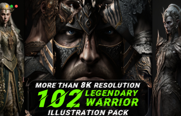102 张传奇武士插图插画包 102 Legendary Warrior Illustration Pack (More Than 8K Resolution)