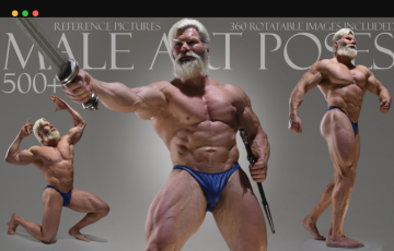 500 张男性战斗动态姿势肌肉解剖参考 MALE ART POSES 500+ Reference Pictures
