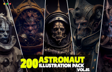200 科幻生物宇航员插画参考照片 200 Astronaut Illustration Pack Vol.01