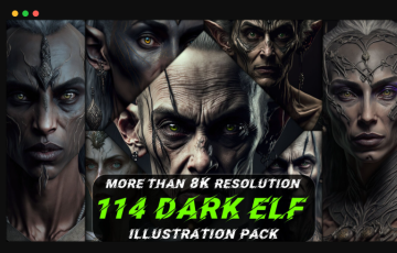 114个黑暗精灵插画包（8K以上分辨率）114 Dark Elf Illustration Pack (More Than 8K Resolution)