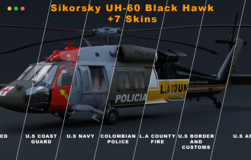 模型资产 – 黑鹰战机3D模型+纹理 Sikorsky UH-60 BlackHawk +7 Skins