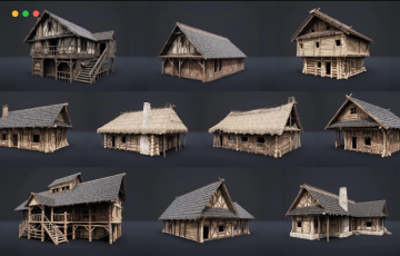 【UE4/5】中世纪茅草房屋 Enterable Medieval Houses and Cottages