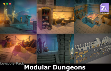 Unity – 风格化地牢环境场景 Lowpoly Pack : Modular Dungeons