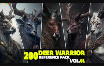 200 张动物鹿战士角色参考照片 200 Deer Warrior Reference Pack Vol.01