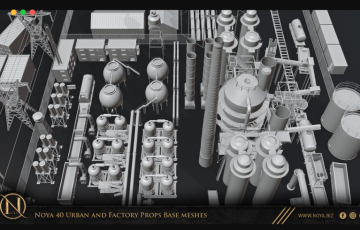 模型资产 – 40 种城市和工厂道具模型 Noya 40 Urban and Factory Props Base meshes