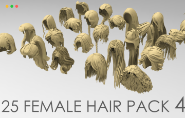 模型资产 – 25种女性头发基础模型 25 Female hair pack 4