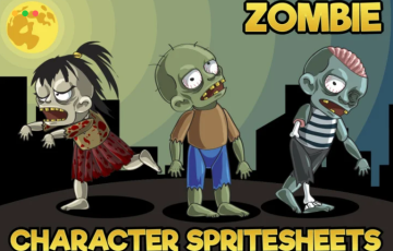 2D游戏僵尸角色精灵 2D GAME ZOMBIE KIDS CHARACTER SPRITE 01