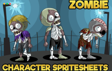 2D游戏僵尸角色精灵 2D GAME ZOMBIE KIDS CHARACTER SPRITE 2