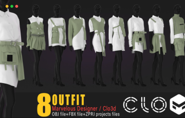 模型资产 – 8套女装模型资产 8 models of women’s outfit