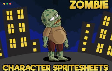 2D游戏僵尸角色精灵 2D GAME ZOMBIE KIDS CHARACTER SPRITE 1