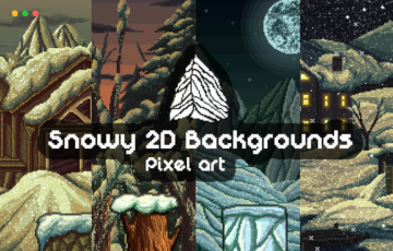 像素化风格2D游戏背景 PARALLAX SNOWY 2D PIXEL ART BACKGROUNDS